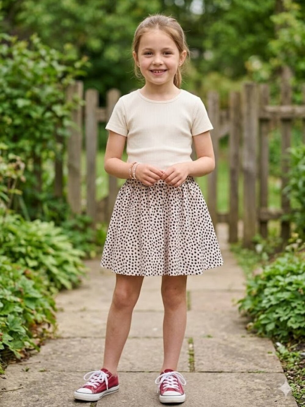 Kate Spade Girls Pink Black Polka Dot Ponte Skirt Size 8 Kids Flare